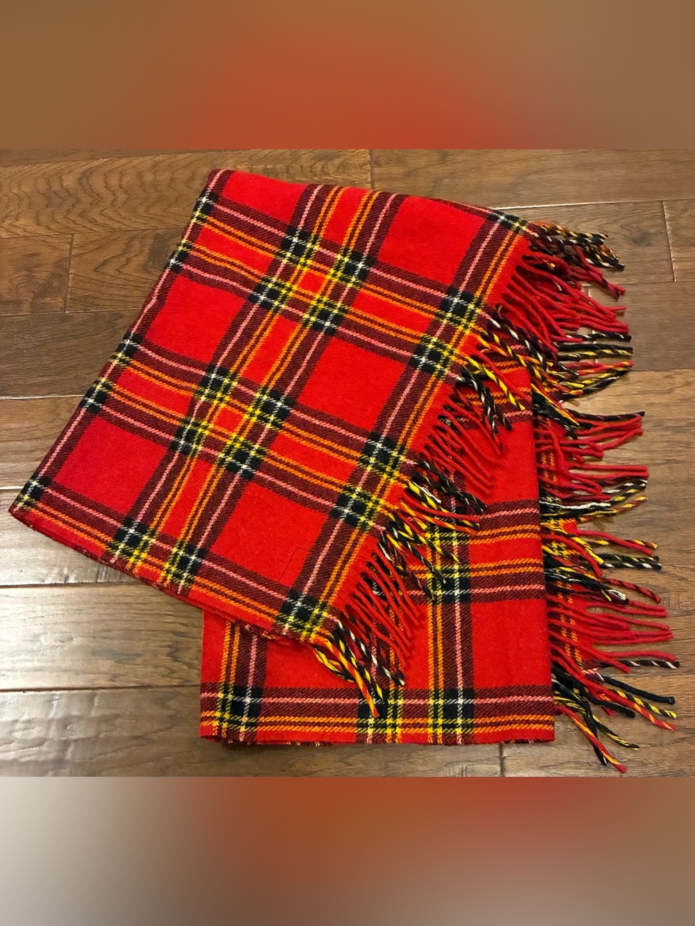 VTG Pendleton 100% Virgin Wool Red Buffalo Plaid Fringe Blanket Throw 70”X51.5”